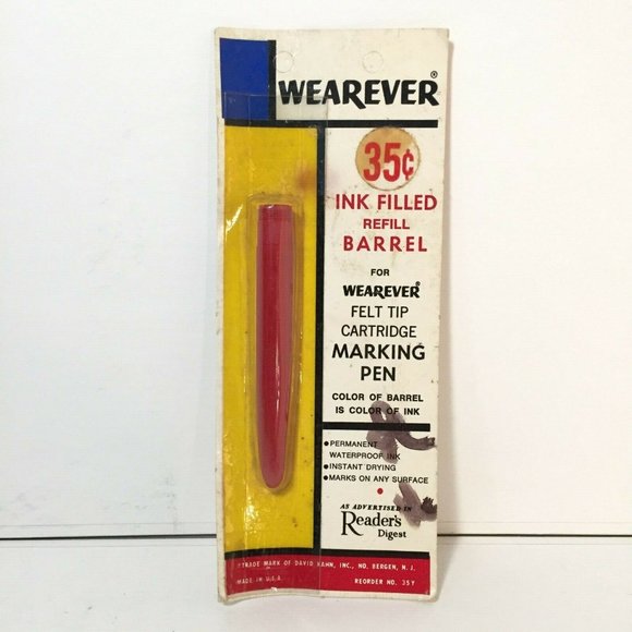 1960's Wearever Ink Filled Barrel Refill Felt Tip Pen New Sealed Fountain Red - Picture 1 of 3